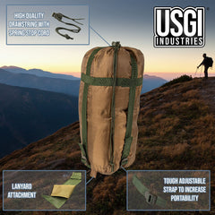 USGI Industries Military Woobie Blanket with 8 tie cords ensures secure setup in wind