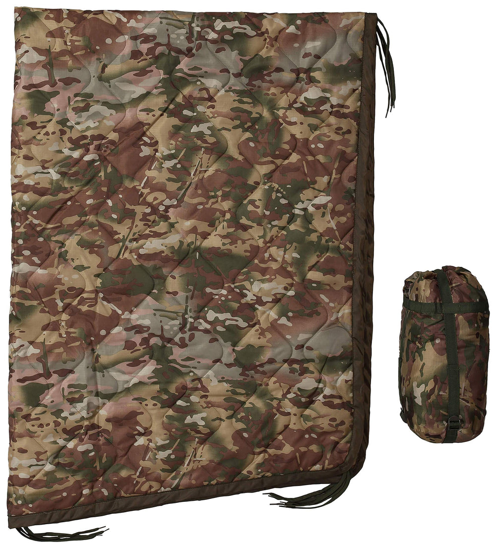 USGI Industries Military Woobie Blanket folded in compression sack for travel.