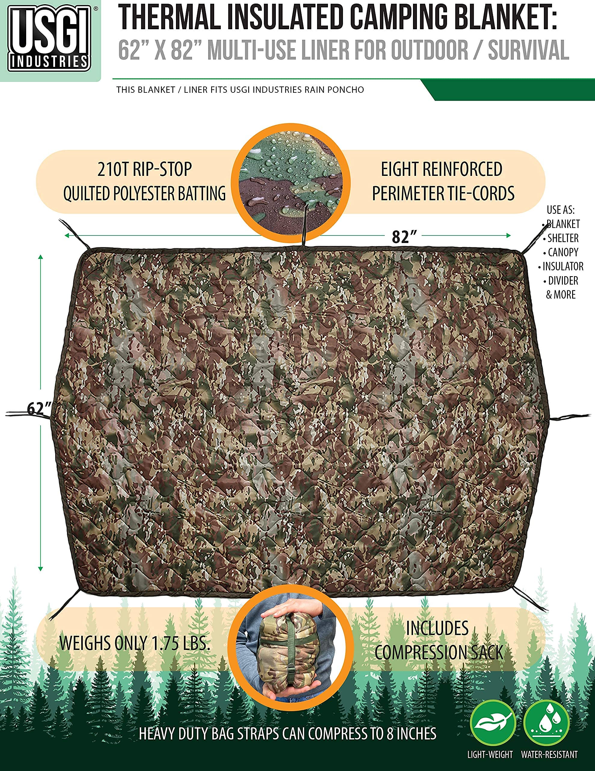 USGI Woobie Blanket compressed in its sack for easy packing.