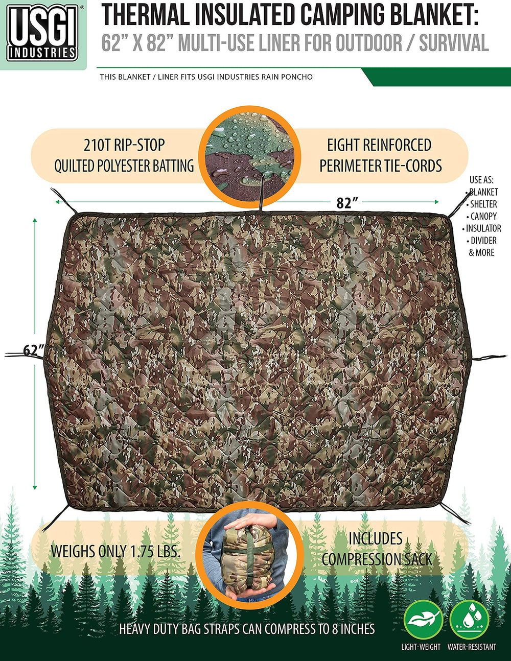 USGI Woobie Blanket compressed in its sack for easy packing.