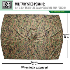 USGI Industries poncho offers up to 3000mm water resistance for dependable rain protection.