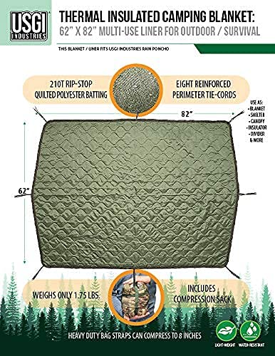 USGI Industries Woobie Blanket laid flat showing large 62x82 inch coverage