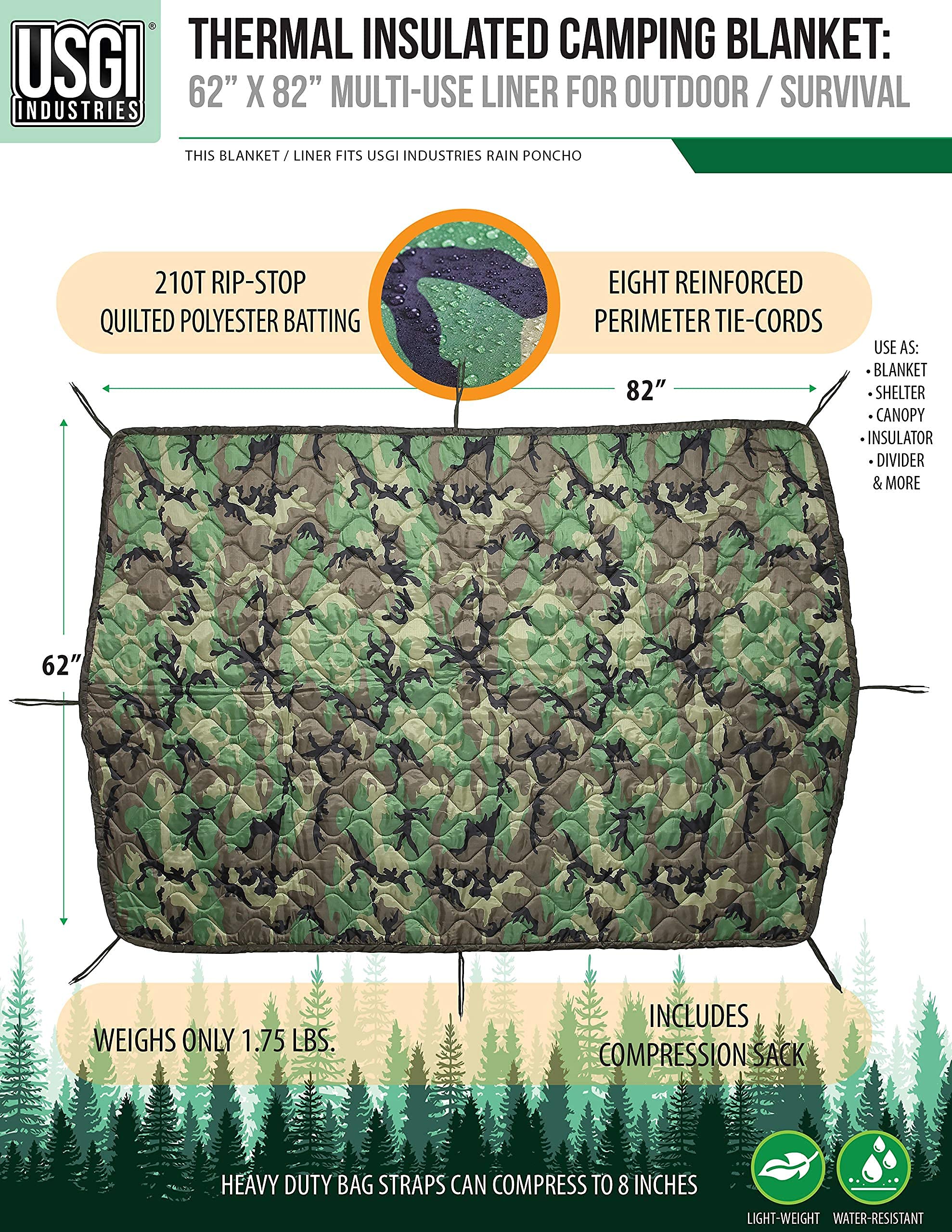 USGI Industries Woobie blanket folded in compression sack demonstrates portable shelter solution