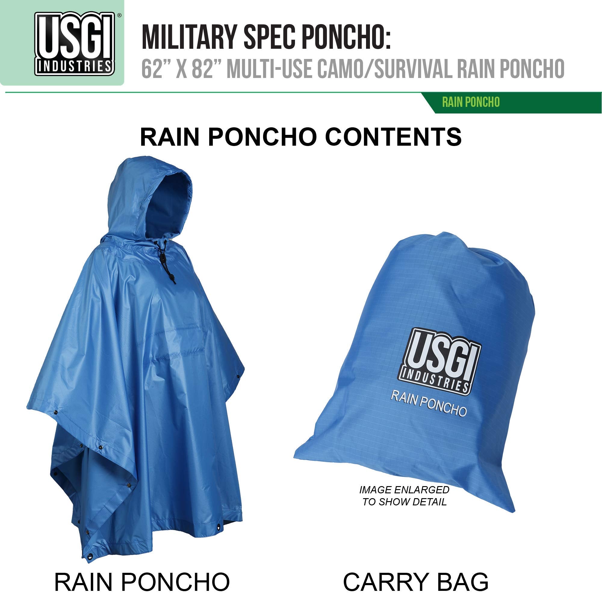 USGI poncho hood drawstring seals out wind for comfort.