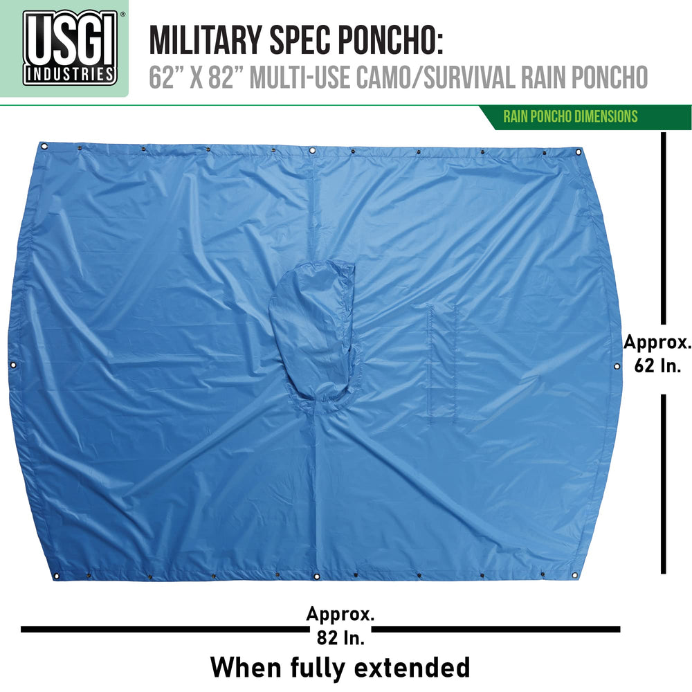 USGI poncho multi-use setup shows shelter and sun canopy options in the field.