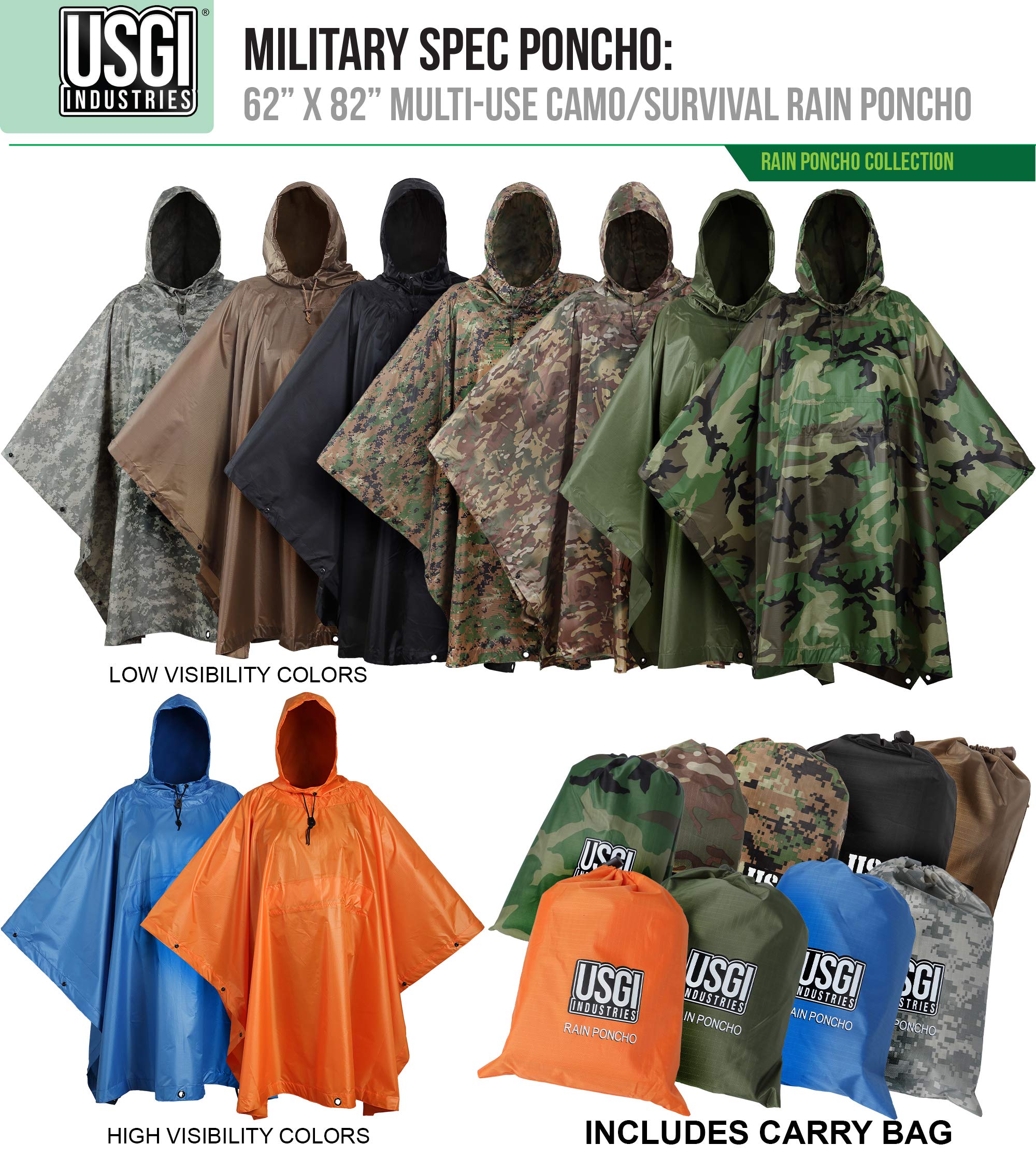 USGI poncho on backpack enables hands-free outdoor performance during hikes.