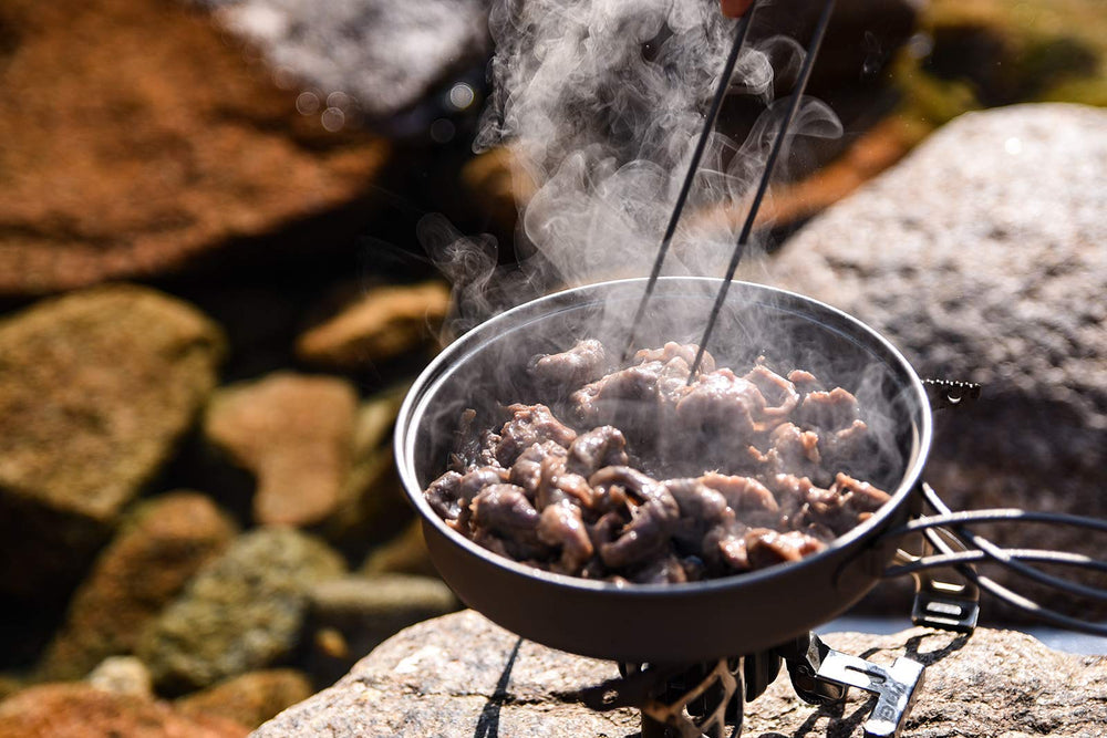 Usharedo backpacking cookware in pack setup for versatile camp meals