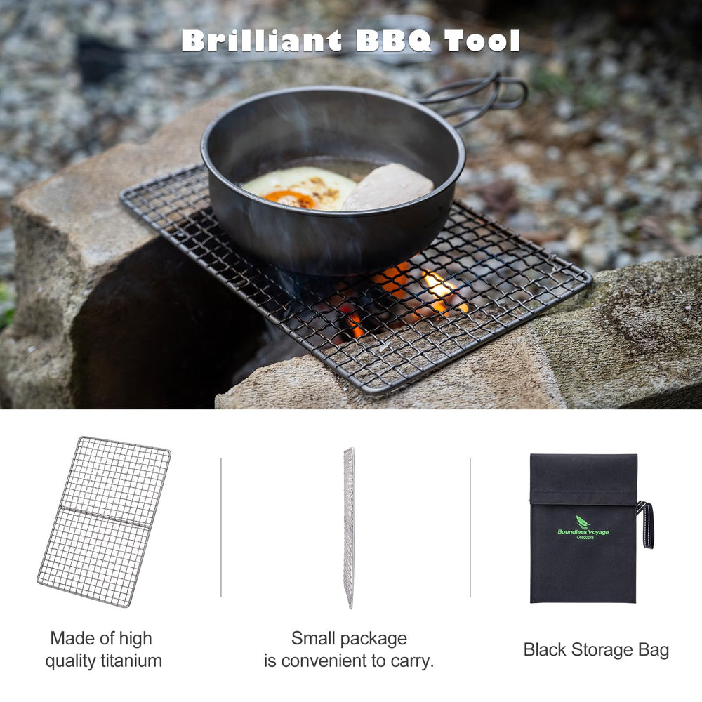 usharedo Boundless Voyage mini titanium grill with carry bag emphasizes travel convenience
