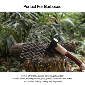 usharedo Boundless Voyage mini titanium grill on campfire demonstrating outdoor versatility