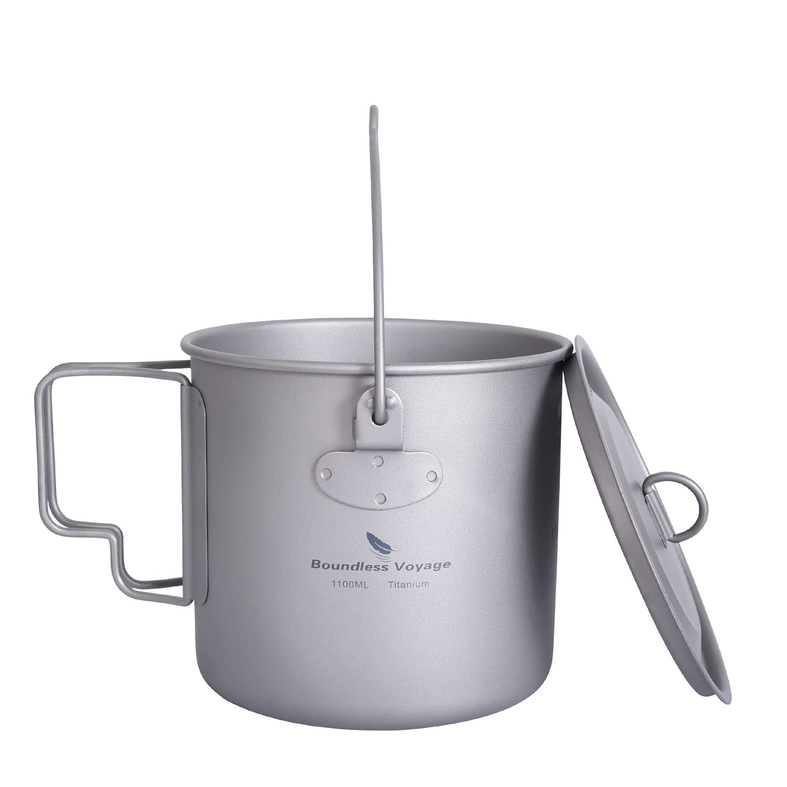 usharedo camping titanium pot with lid and collapsible handle for lightweight outdoor meals.