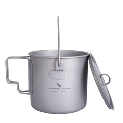 usharedo camping titanium pot with lid and collapsible handle for lightweight outdoor meals.