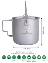 usharedo titanium camping cup 1100ml capacity compact for solo hikers and picnics.