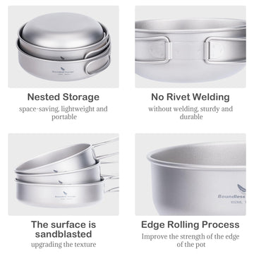 usharedo nesting storage of bowls and pan saves backpack space