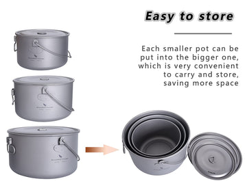 usharedo titanium camping pot with drawstring bag for easy travel
