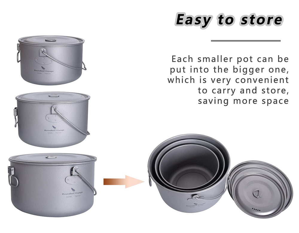 usharedo titanium camping pot with drawstring bag for easy travel