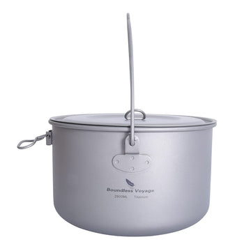 usharedo titanium camping pot with folded handles for compact backpack storage