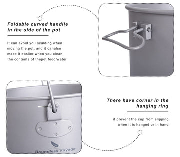 usharedo titanium camping pot reinforced bottom enhances durability