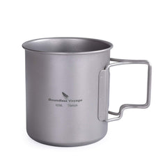Usharedo titanium coffee mug with folding handle for easy transport