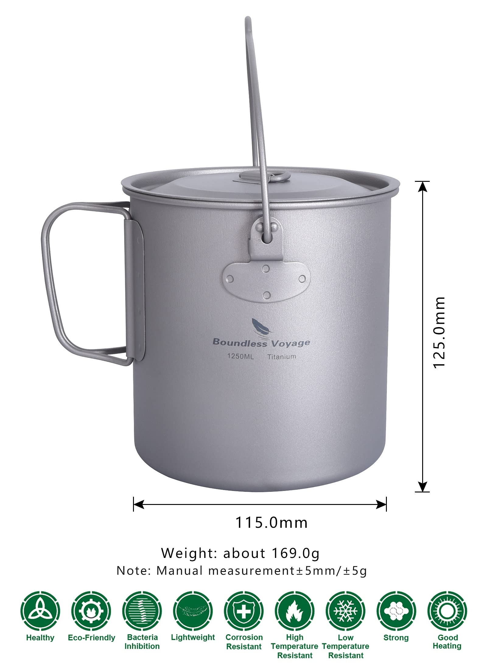 usharedo titanium pot 800ml with cup, versatile outdoor mug.