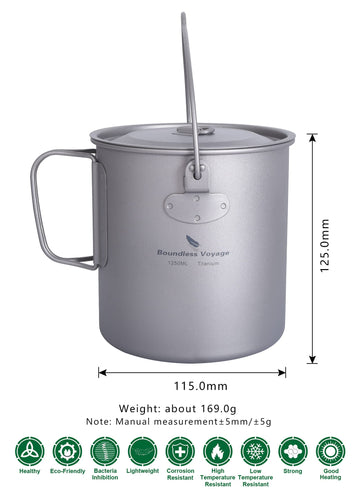 usharedo titanium pot 800ml with cup, versatile outdoor mug.