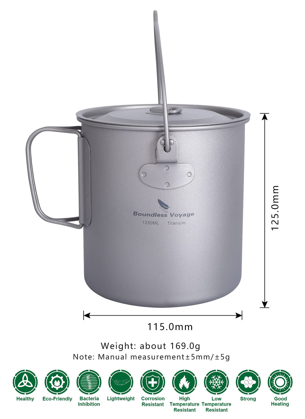 usharedo titanium pot 800ml with cup, versatile outdoor mug.