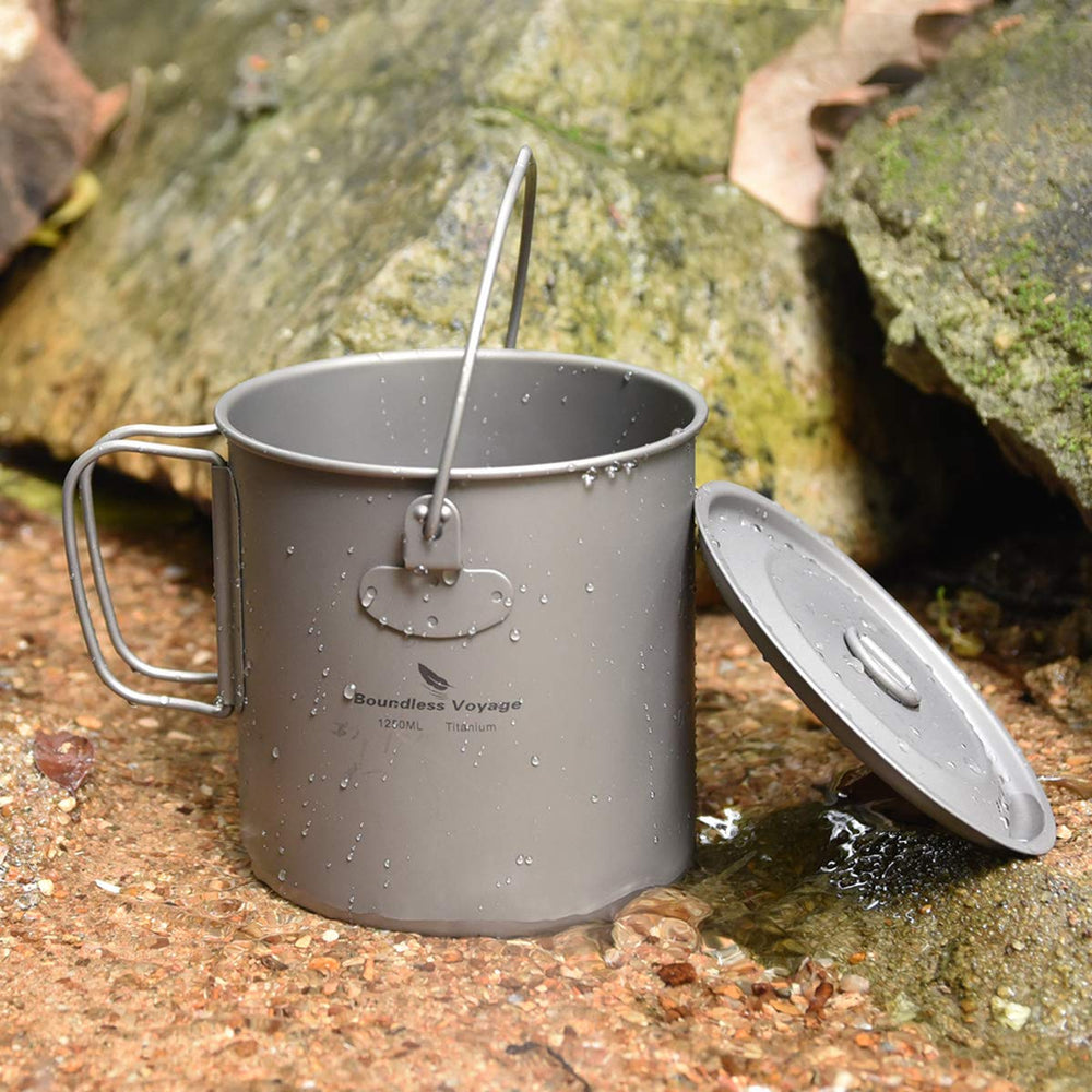 usharedo titanium pot leakage-free lid for tidy camping boils.