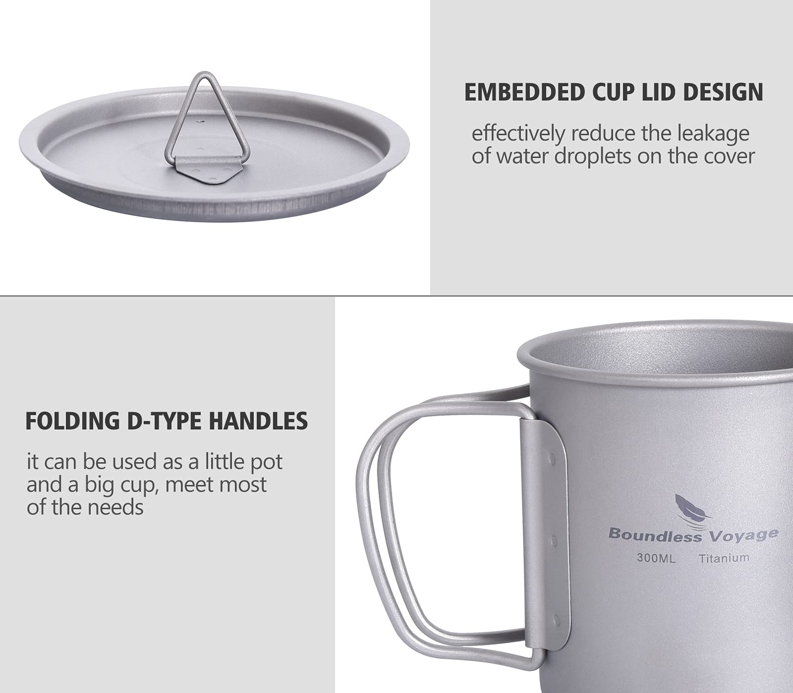 usharedo titanium spork set for outdoor meals with cup and pot