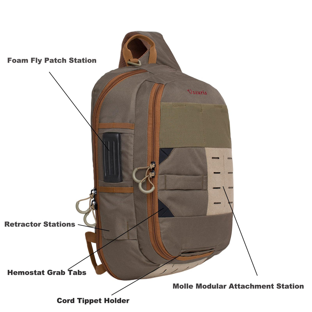 Ussuris custom compartments organize fly boxes and tools for easy reach.