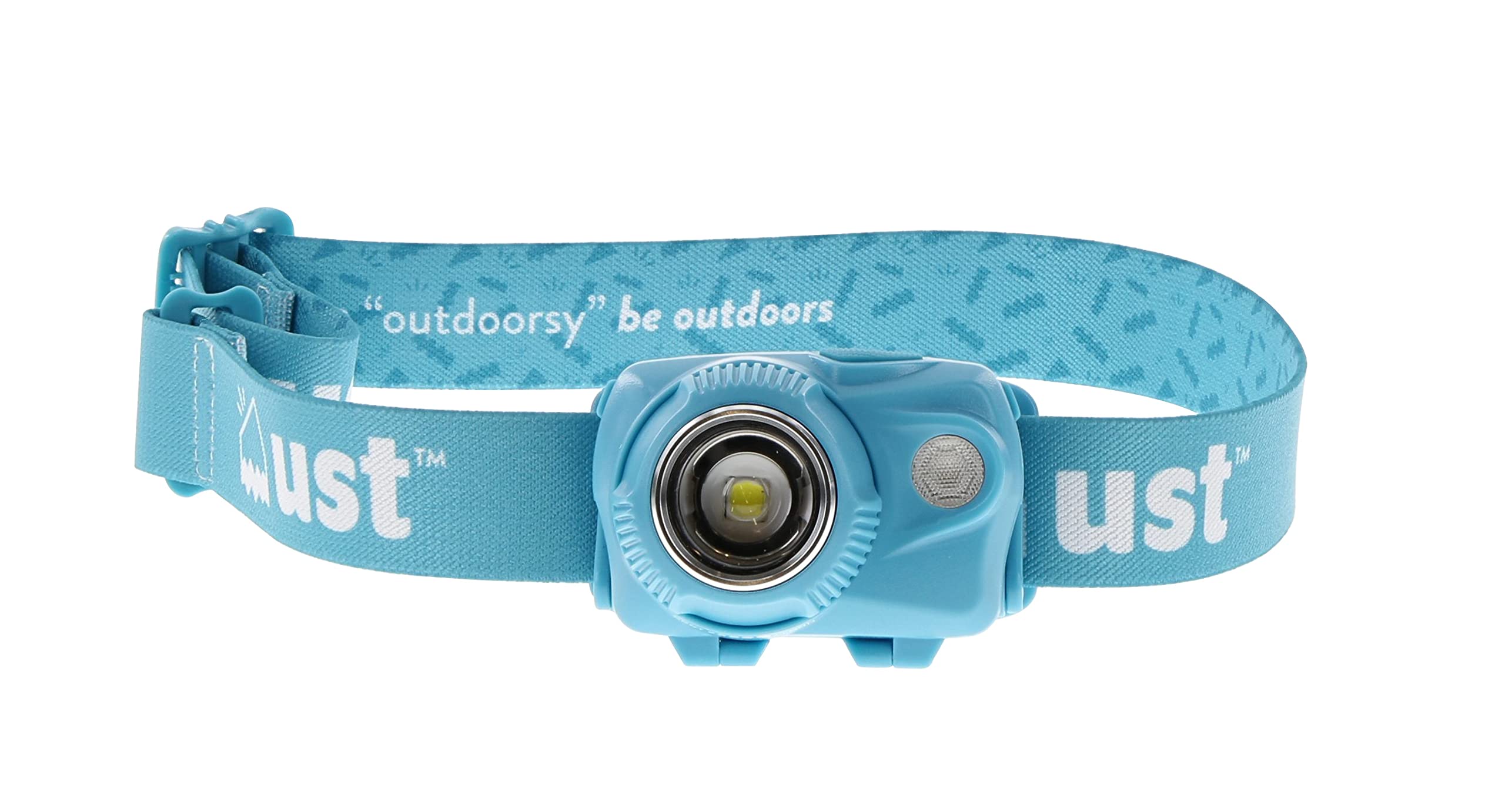 UST Brila 580 headlamp front view with bright beam for distance.