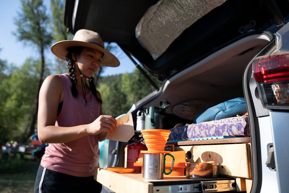 ust in-use on a hiking setup – compact coffee on the trail
