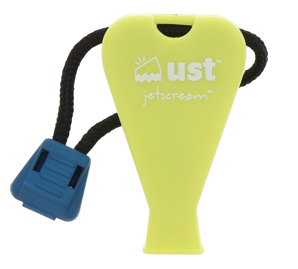 UST JetScream floating whistle, front view, loud signaling at 122 dB.