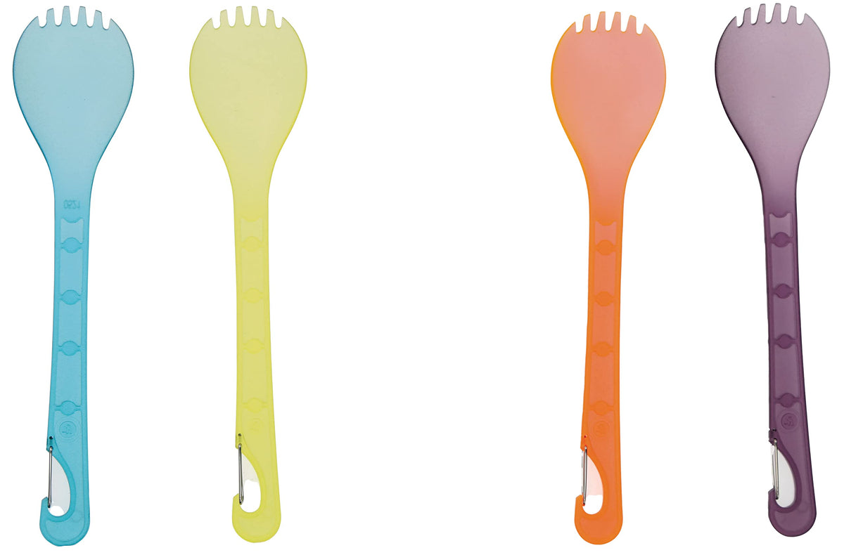 UST KLIPP 4pk spork clipped to backpack for quick trail meals