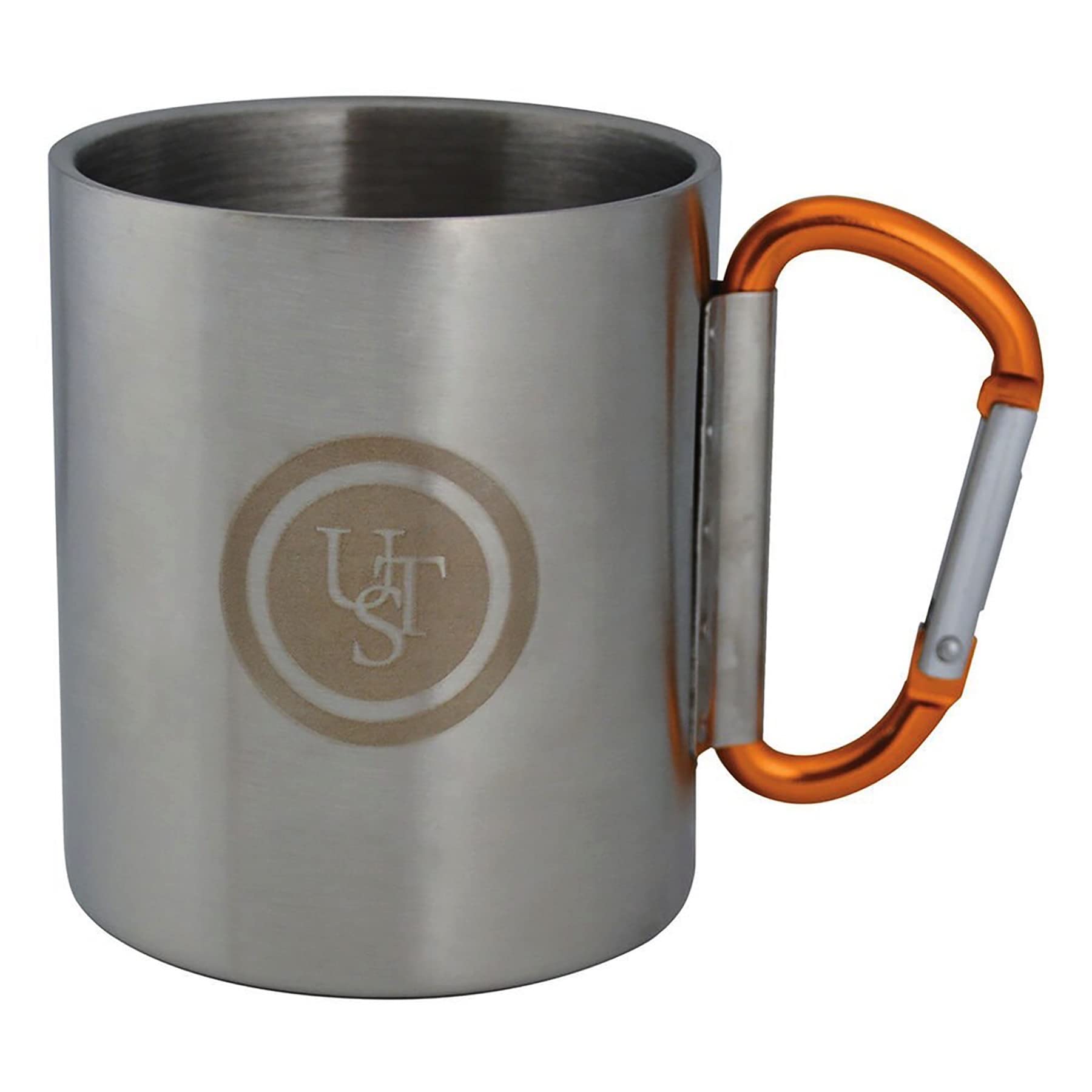 ust KLIPP Biner Mug 1.0 with an 8-cm carabiner for easy backpack clipping