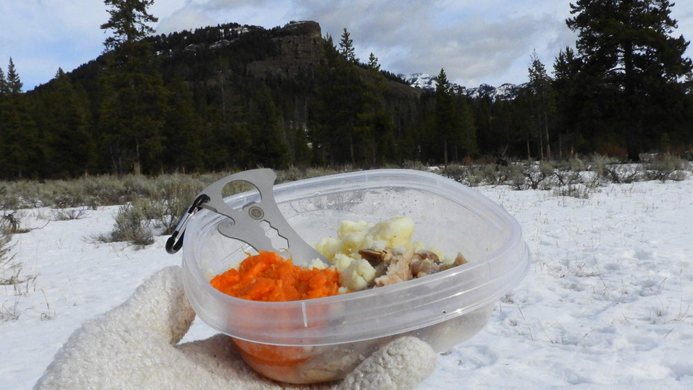 Trail-ready ust Spork Multi-Tool on camping gear for quick fixes.