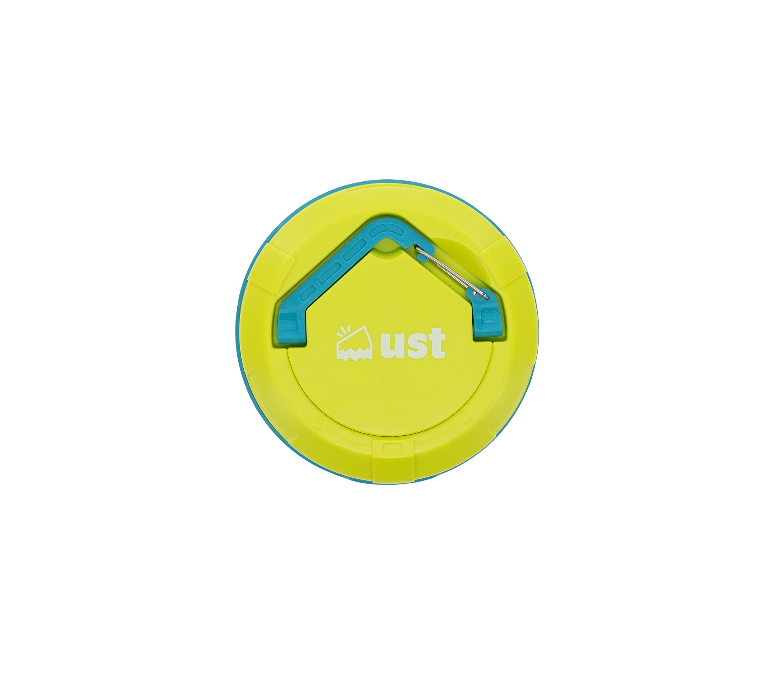 UST Spright lantern with integrated hook for hanging above a campsite.