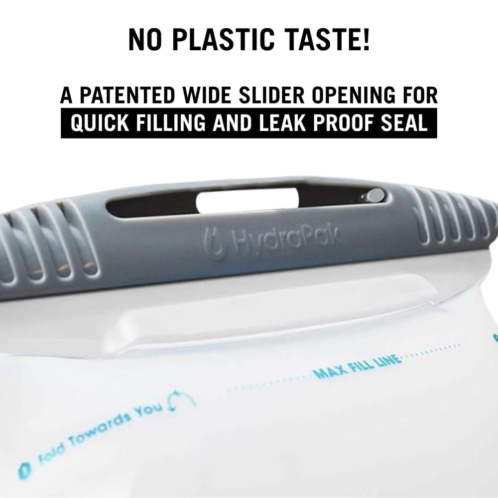 USWE Elite wide slide-seal mouth facilitates easy filling and thorough cleaning