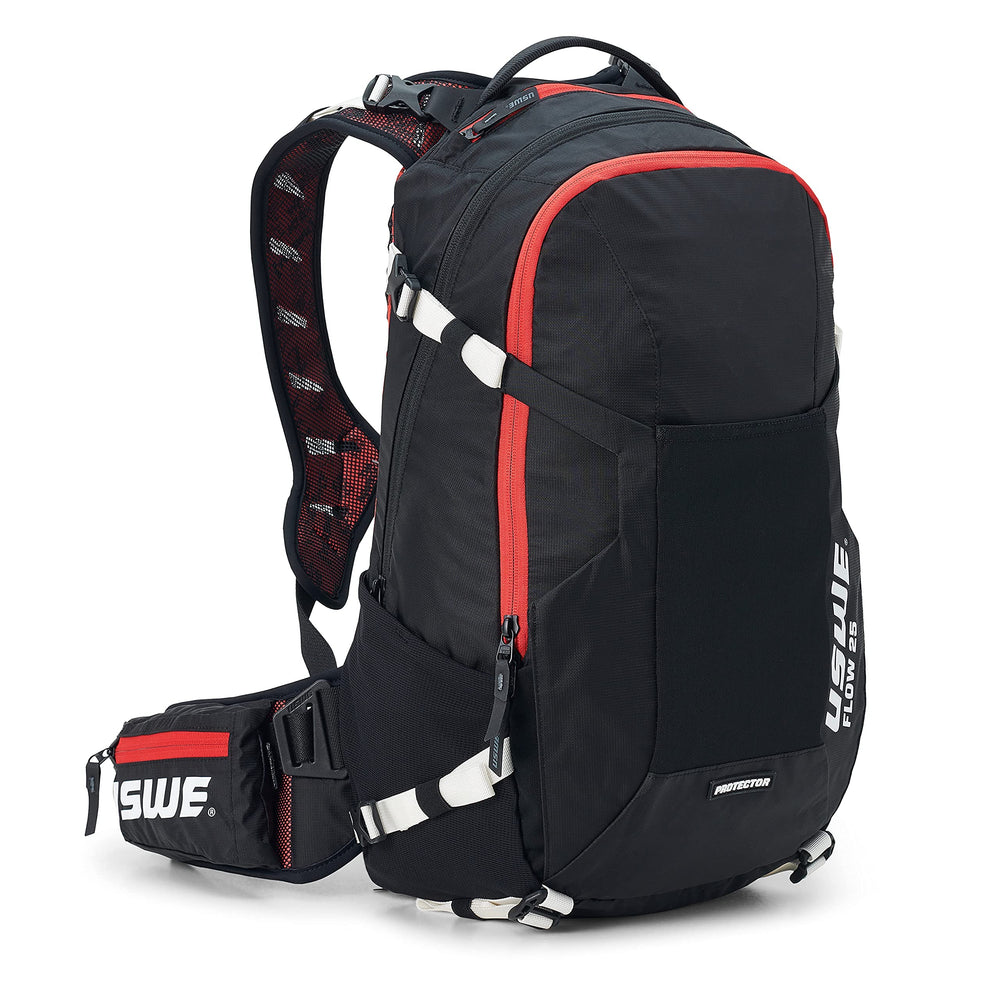 USWE Flow 25L back protector protects the spine during MTB rides.