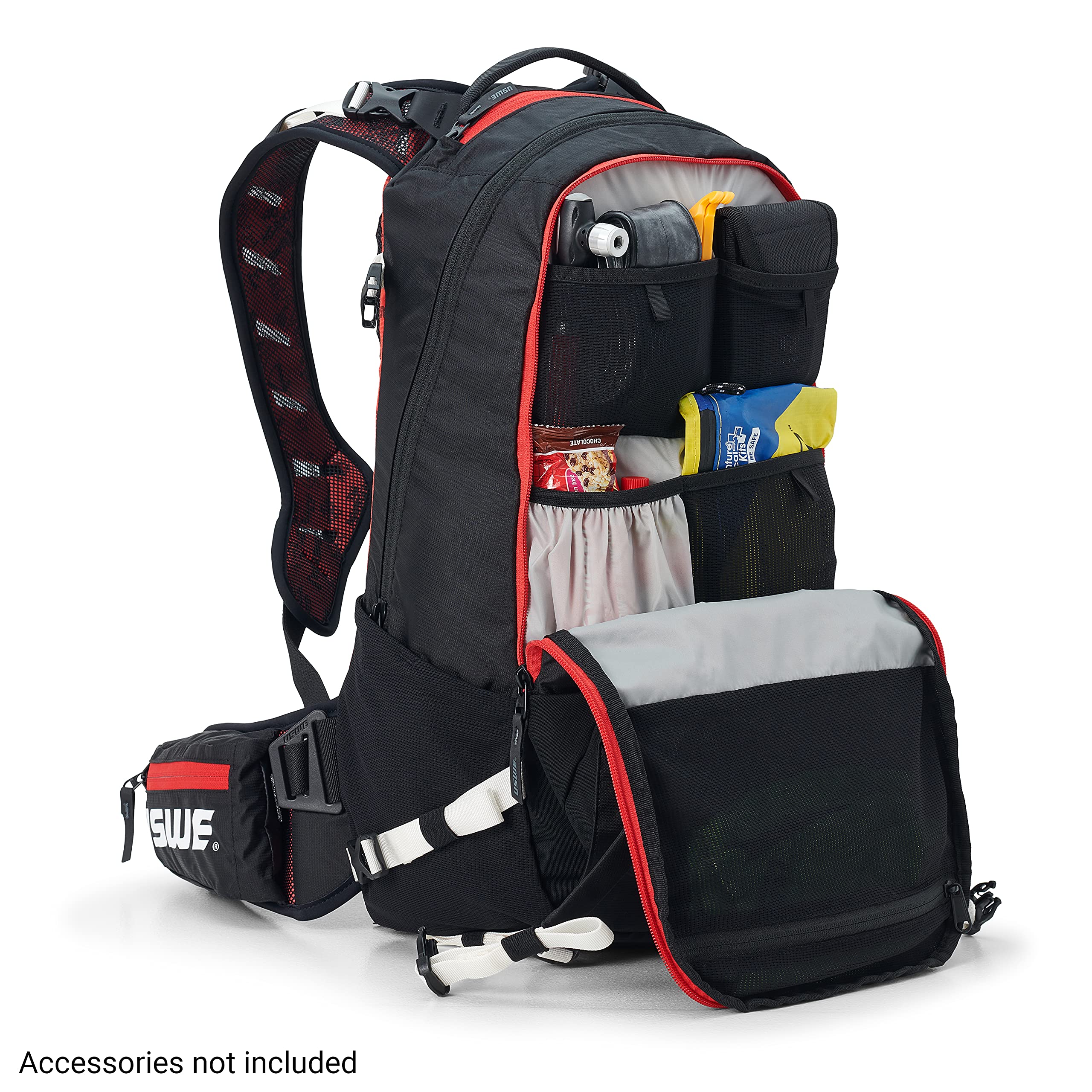 USWE Flow 25L gear pockets provide quick access to tools and snacks.