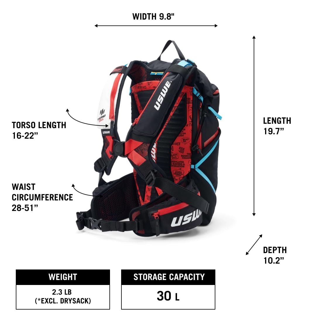 USWE Hajker 30L ventilated back panel improves airflow on climbs