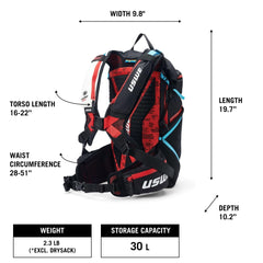 USWE Hajker 30L ventilated back panel improves airflow on climbs