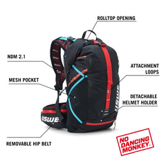 USWE Hajker 30L waterproof rolltop opening protects gear from rain