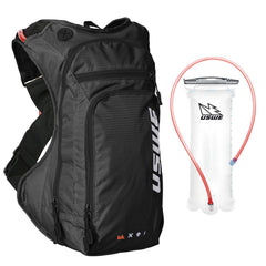 USWE Outlander Moto hydration pack hero shot showing stability on rugged trails