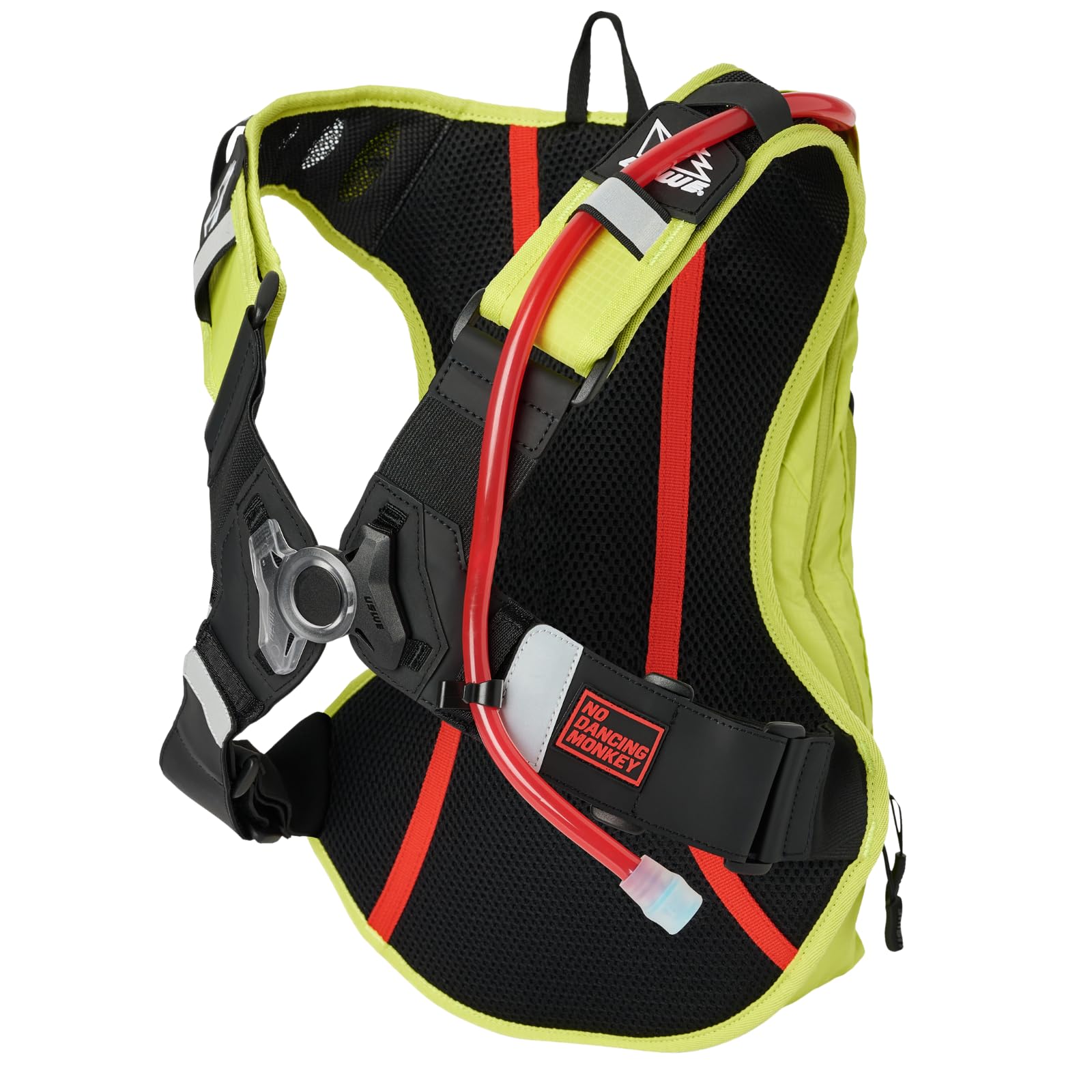 USWE Outlander Moto side profile showing bounce-free harness for unrestricted movement