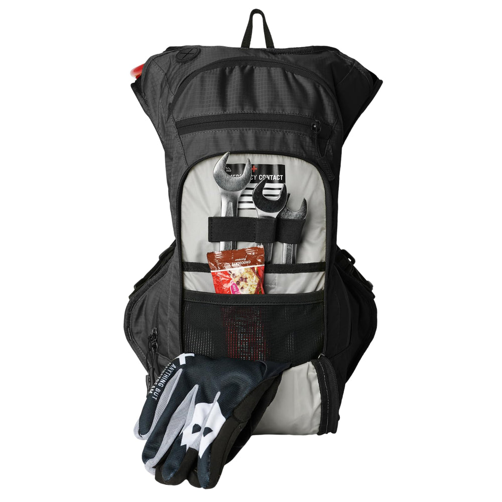 USWE Elite hydration bladder visible inside pack for easy refills on the trail