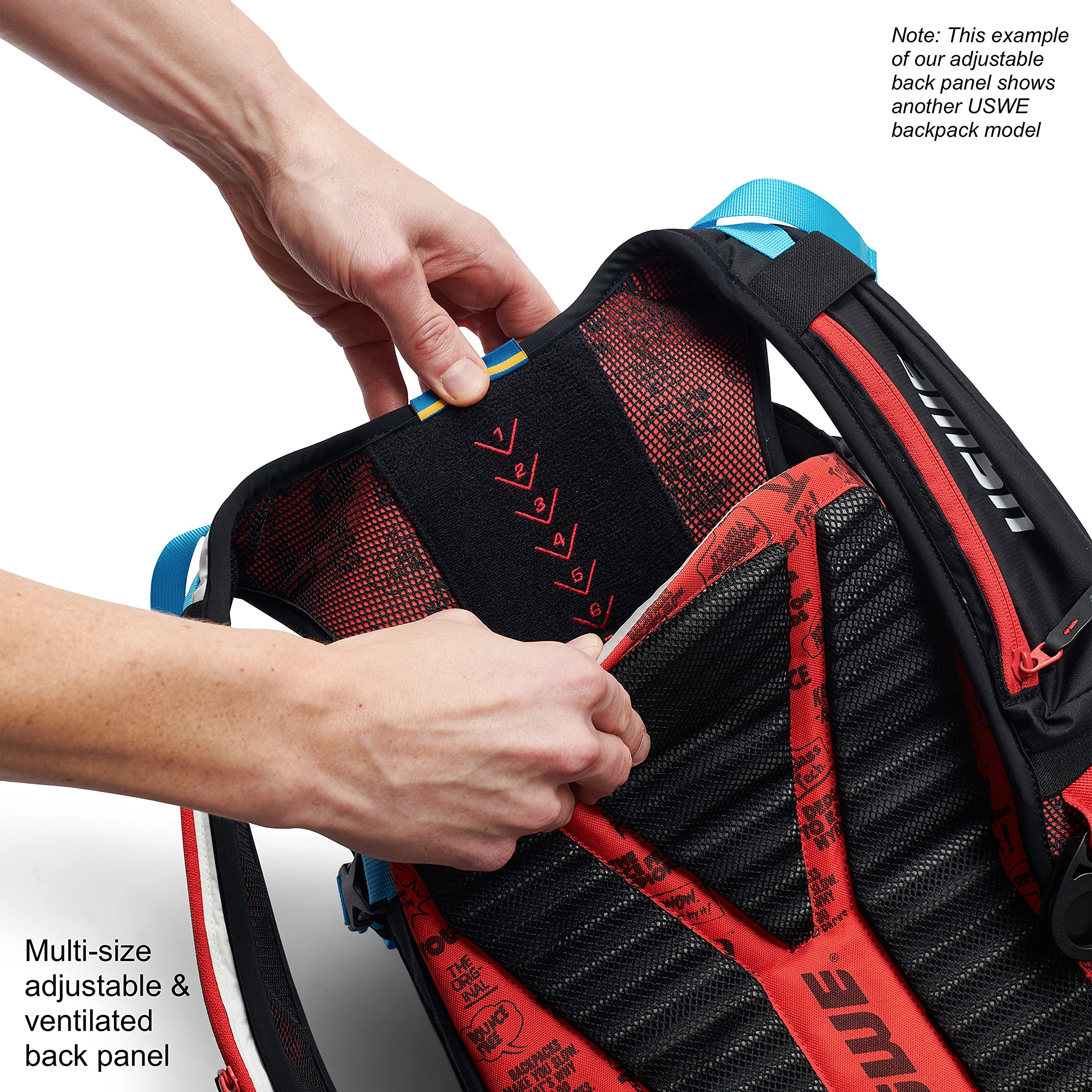 USWE Shred 16L torso fit across 16–22 inches for versatile sizing