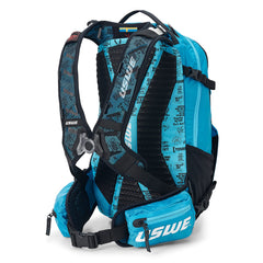 Side view highlights secure straps for balanced load on long trail rides.