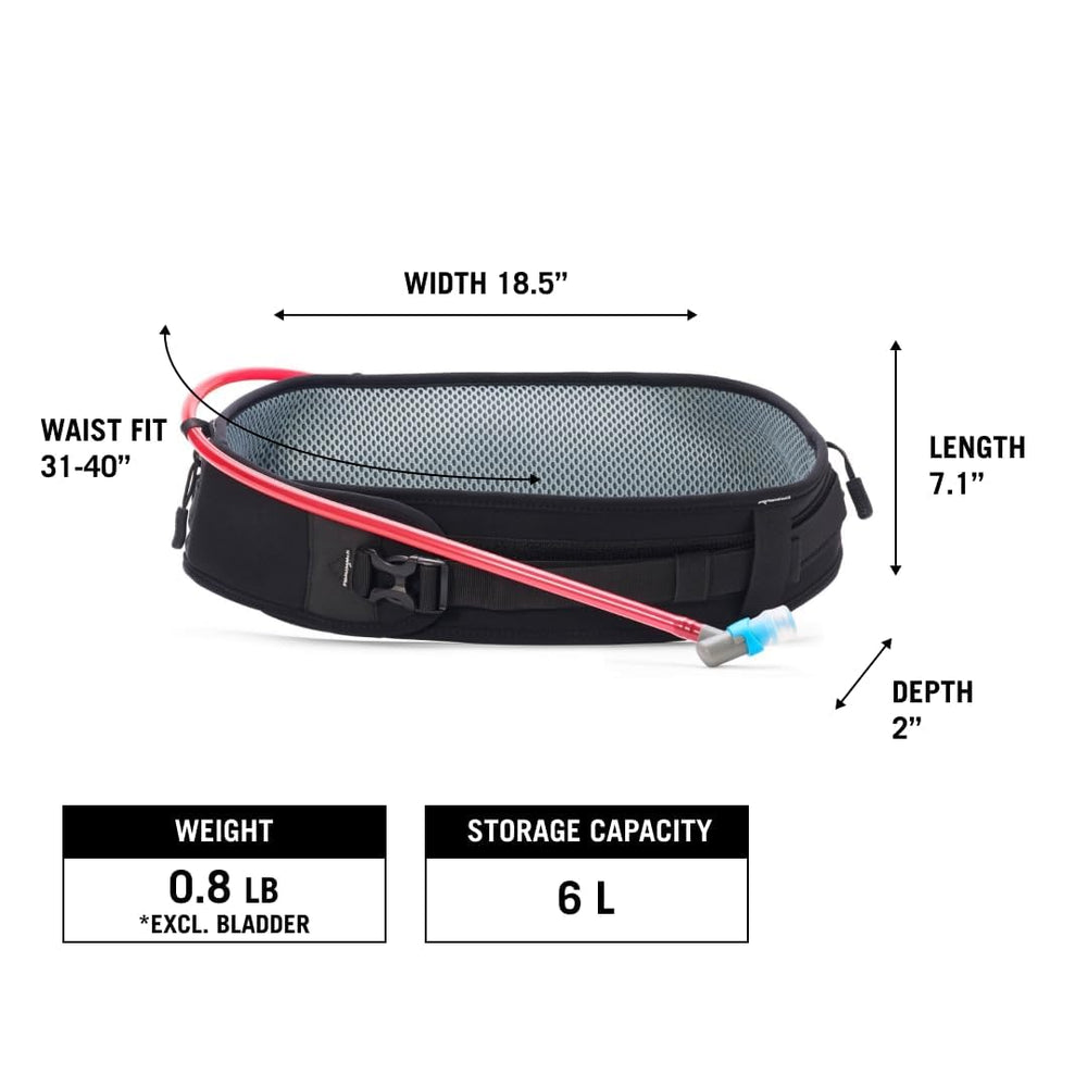 USWE Zulo bounce-free belt closeup shows secure strap for all-day comfort.