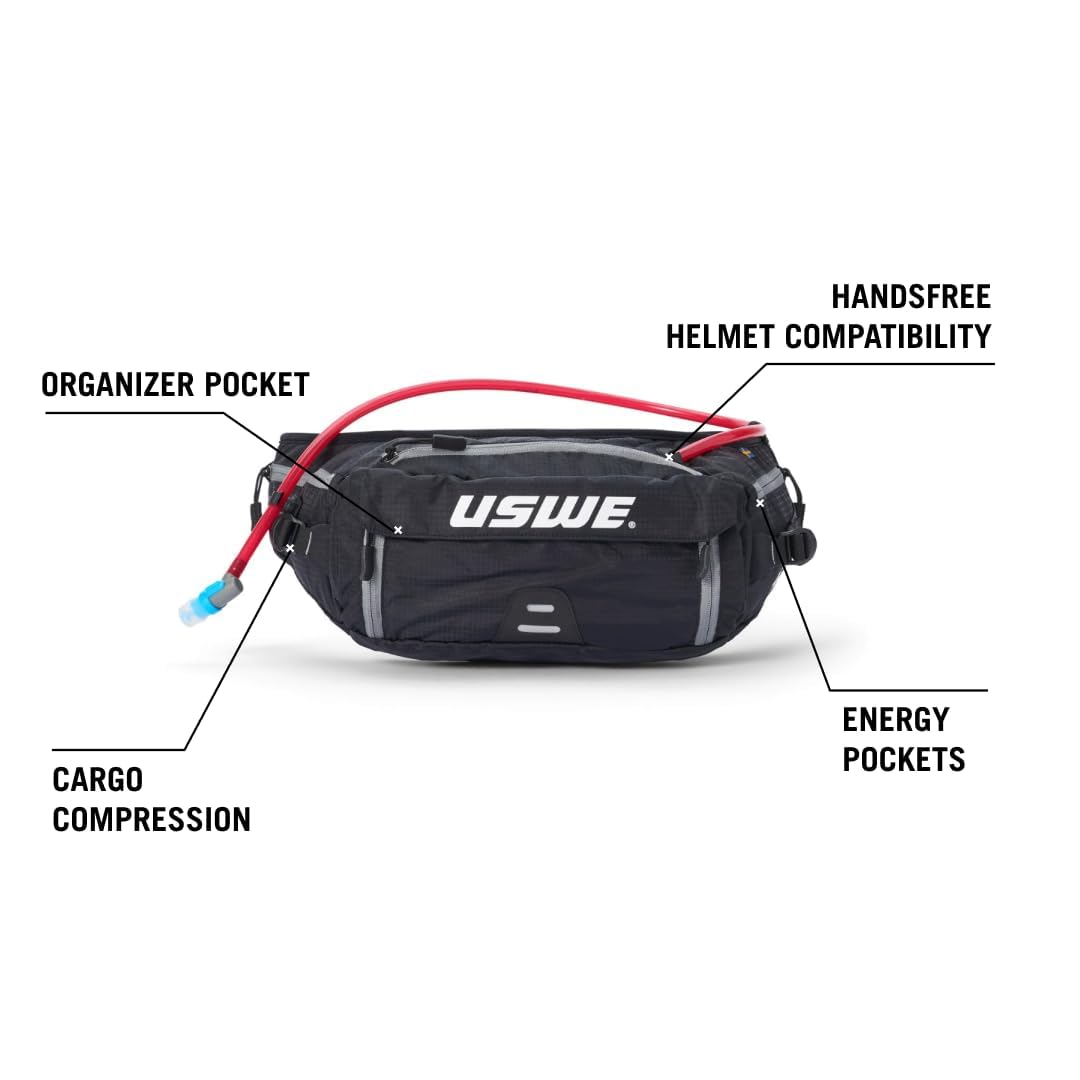 USWE Zulo 1.5L hydration bladder included for easy sipping.