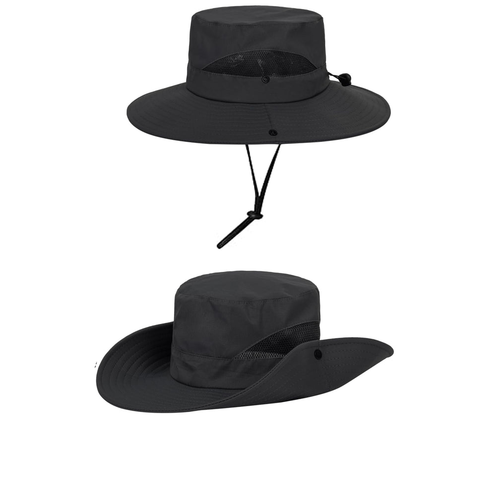 Utaly hat back view emphasizing secure chin strap for outdoor activities.