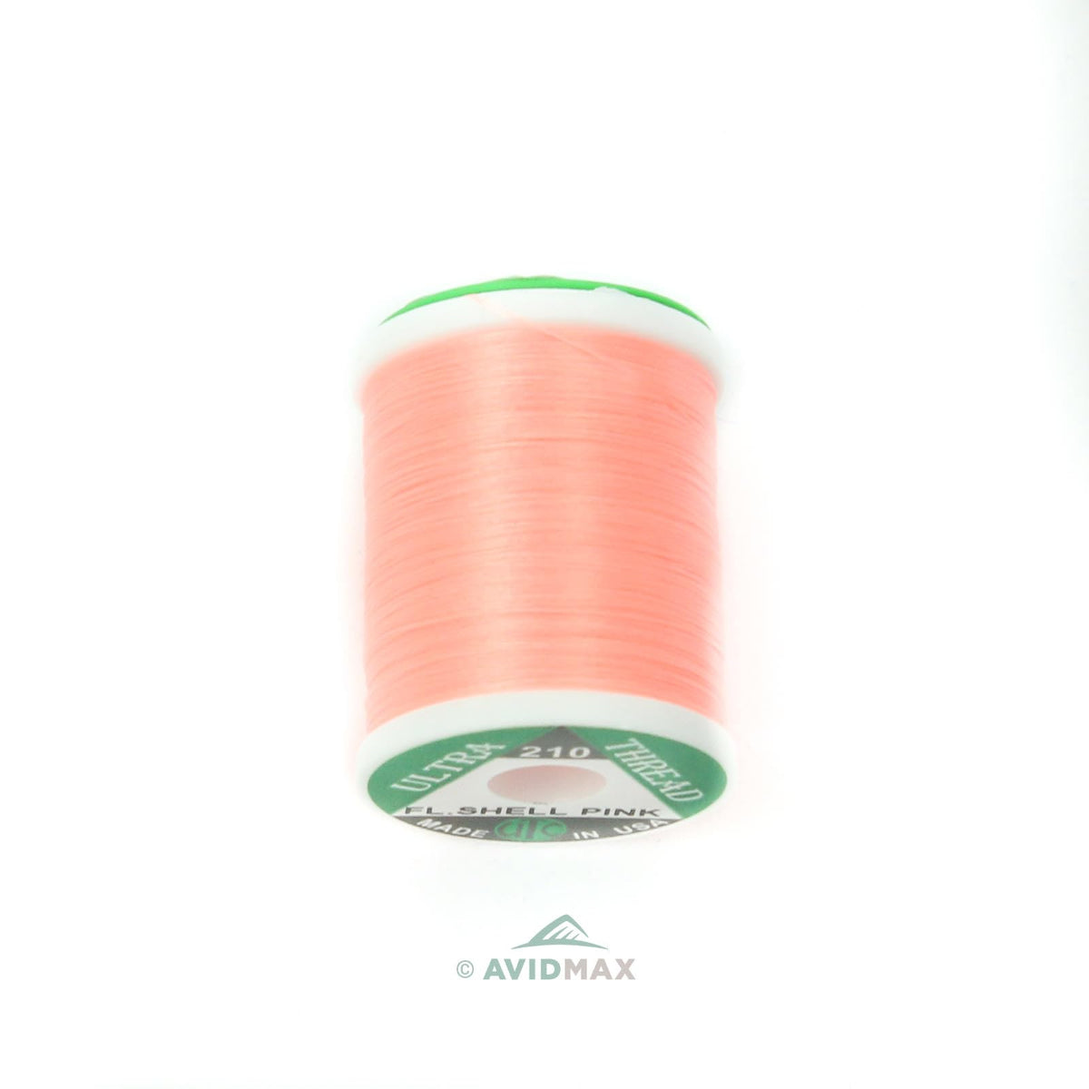 UTC Ultra Thread 210 Denier Fluorescent Shell Pink spool for precise fly tying and durable wraps.